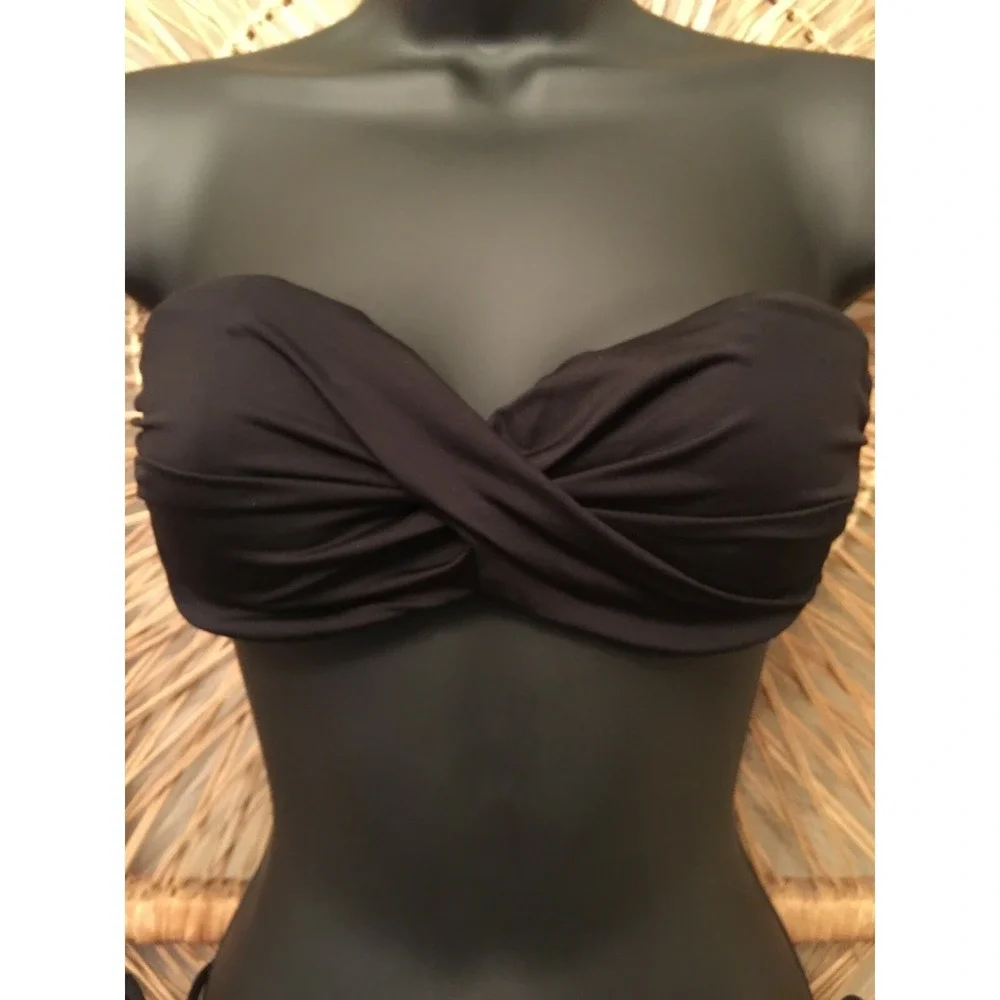 Victoria's Secret Womens Bikini Swimsuit Sz 34B/XS Black Gold Metallic‎ Cut Out